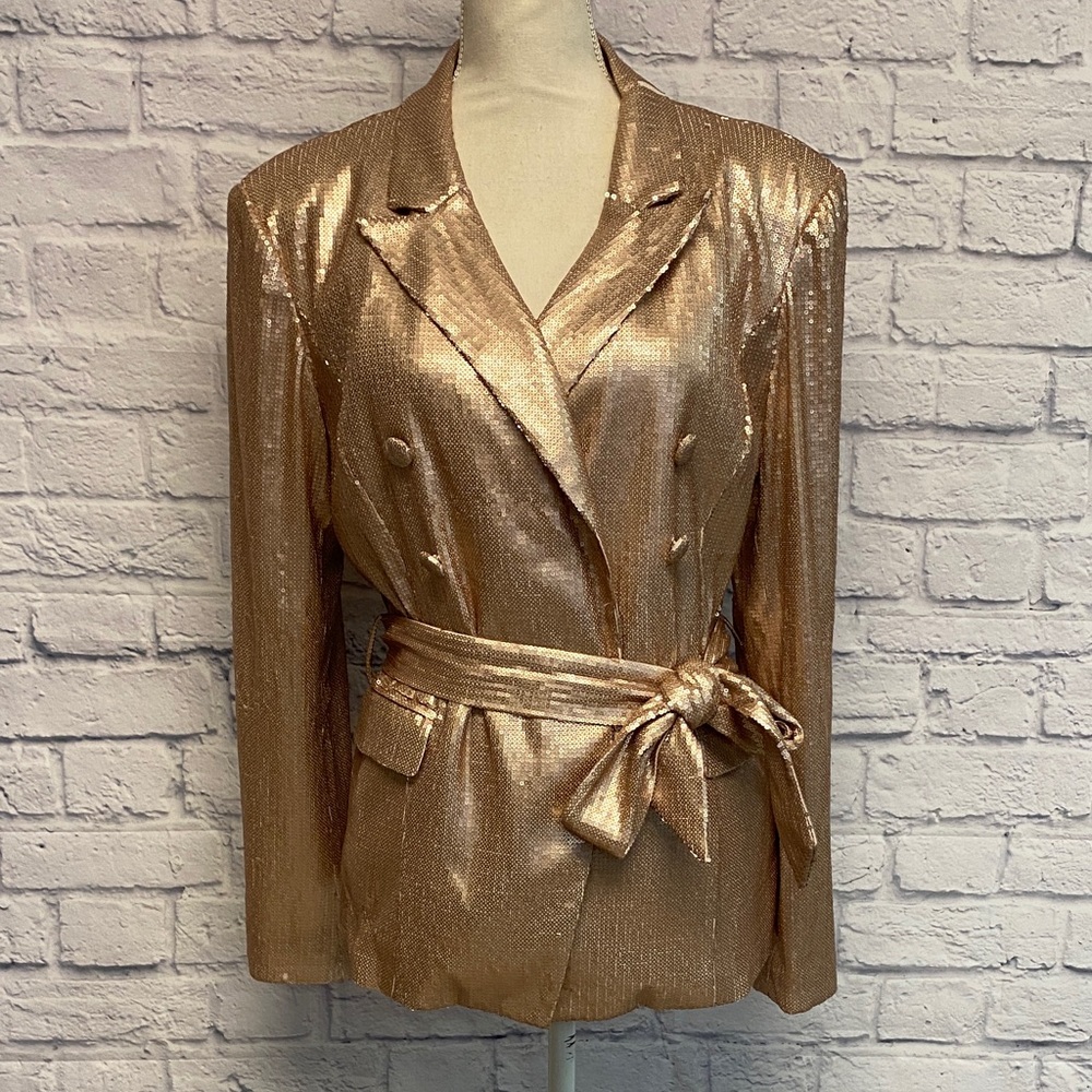 Forever Unique Shimmering Rose Gold Blazer Size M/L - Picture 3 of 9